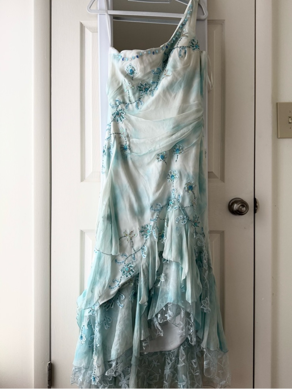 NEW Y2K Ethereal Silk Glass Embellished Mermaid Dress, France, size m